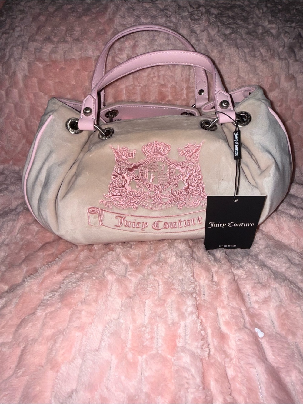 Juicy Couture UK Twig Dog Dumpling / Hobo - Pink and Beige - NWT ! - Picture 14 of 15